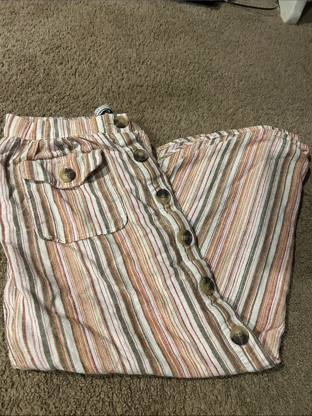 Urban Outfitters Cream, Tan & Rust Striped Pencil Skirt